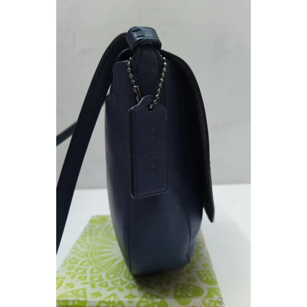 Coach Blue Leather Flap Closure Crossbody Bag